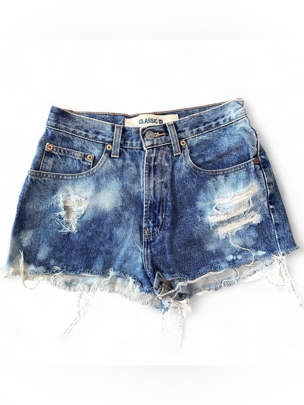 Vintage 100% Cotton GAP Blue Distressed High-Rise Denim Shorts Coastal Cowgirl